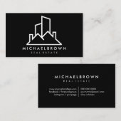 黒い賃貸住宅の屋根の不動産 名刺 (正面/裏面)