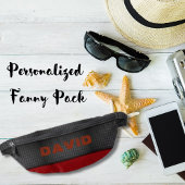 黒い質感のレザーメンズに赤いレザーパネル ファニーパック