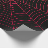 黒い赤いクモの巣ハロウィンパターン ラッピングペーパー (角)