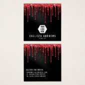 黒い赤いグリッタードリップスロゴイヤリングディスプレイカード (正面&裏面)