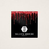 黒い赤いグリッタードリップスロゴイヤリングディスプレイカード (正面)