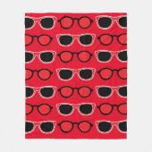 黒い赤いサングラスパターン フリースブランケット (正面)