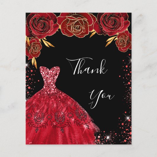 黒い赤いドレスフローラの誕生日感謝していあなた (正面)
