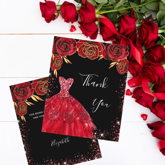 黒い赤いドレスフローラの誕生日感謝していあなた
