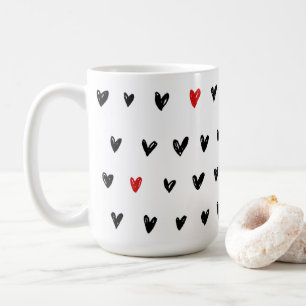 黒い赤いハートかわいい コーヒーマグカップ