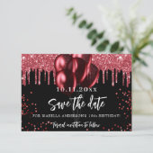 黒い赤いバルーングリッター誕生日パーティー セーブザデート (スタンド正面)