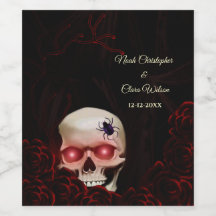 黒い赤いフローラ濃厚なゴシック様式のスカルハロウィン