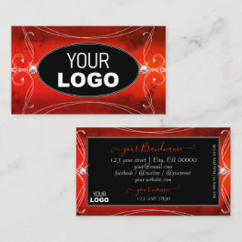 黒い赤い四角いスパー華美クル宝石ロゴを追加 名刺