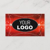 黒い赤い四角いスパー華美クル宝石ロゴを追加 名刺 (正面)