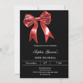 黒い赤い弓誕生日 招待状 (正面)