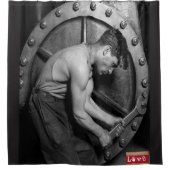 黒い赤い恋の整備士ショーカーテン シャワーカーテン (正面)