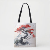 黒い赤い抽象芸術 トートバッグ (正面)