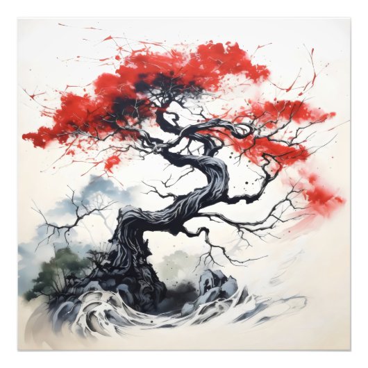 黒い赤い抽象芸術 フォトプリント            (正面)
