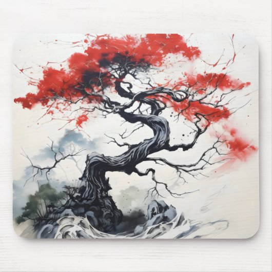 黒い赤い抽象芸術 マウスパッド (正面)