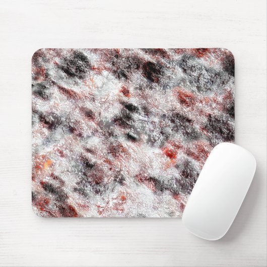 黒い赤い染みでこぼこしたスポンジ状の白いテクスチャ マウスパッド (マウス)