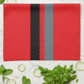 黒い赤い灰色のストライプ キッチンタオル (折り畳み)