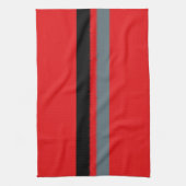 黒い赤い灰色のストライプ キッチンタオル (縦)