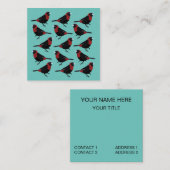 黒い赤い紅色の赤いタナガーバードソングバード スクエア名刺 (正面/裏面)