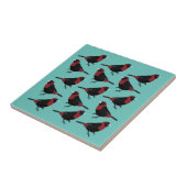 黒い赤い紅色の赤いタナガーバードソングバード タイル (側面)