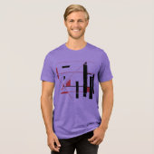 黒い赤い線の形状ジオメトリックMCMインスパイア- トライブレンドTシャツ (正面全面)
