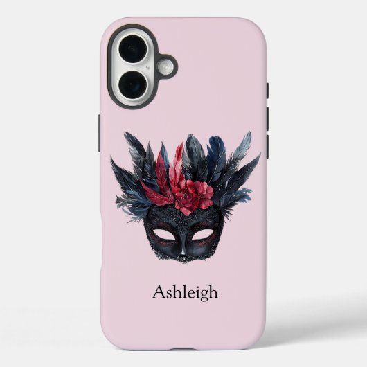 黒い赤い羽のマスク Case-Mate iPhoneケース (裏面)