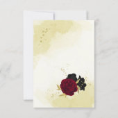 黒い赤い花葉結婚金ゴールド サンキューカード (裏面)