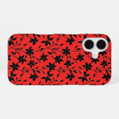 黒い赤い花 iPhone 16ケース (裏面横)