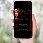 黒い赤い金ゴールドのバウブルクリスマスのパーティー 招待状