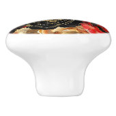 黒い赤い金ゴールドの花 セラミックノブ (側面)