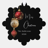 黒い赤い金ゴールドはクリスマスの装飾 オーナメントカード (裏面)
