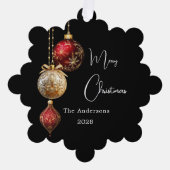 黒い赤い金ゴールドはクリスマスの装飾 オーナメントカード (正面)