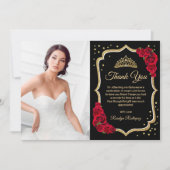 黒い赤い金ゴールドキンセアニェラ写真 サンキューカード (正面)