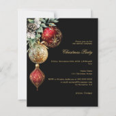 黒い赤い金ゴールドビジネスQRクリスマス招待状 (正面)