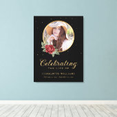 黒い赤い金ゴールドフローラ葬式ウェルカムサイン キャンバスプリント (インサイチュ (ウッドフロア))