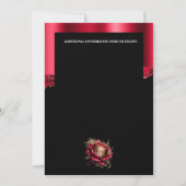 黒い赤い金ゴールド仮装の誕生日カーニバルマスク 招待状 (裏面)