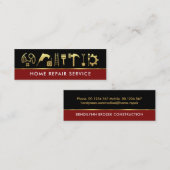 黒い赤い金ゴールド線建築ツール スキニー名刺 (正面/裏面)