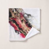 黒い赤い金ゴールド負の宇宙抽象芸術 バスタオルセット (ウォッシュタオル)