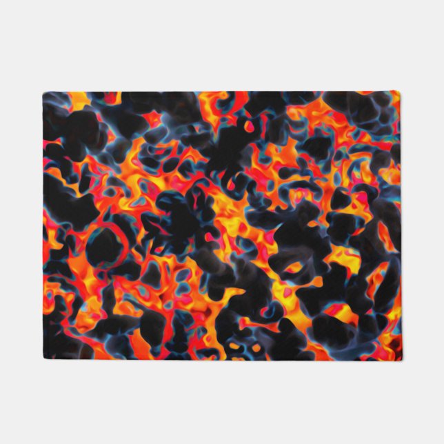 黒い赤い黄色 ドアマット (正面)