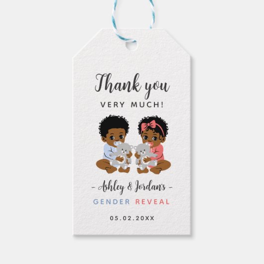黒い赤ちゃんの性別発表サンクス タグ (正面)