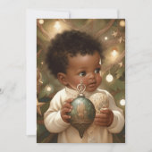 黒い赤ちゃんの魅了されたクリスマスの視線 シーズンカード (正面)