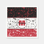 黒い赤と白音符 スタンダードカクテルナプキン (正面)