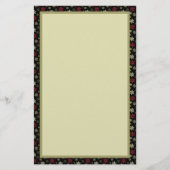 黒い赤と緑のスノーフレークのパターン 便箋 (正面)