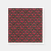 黒い赤のシームレスなヴィンテージダマスクパターン スタンダードカクテルナプキン (正面)