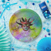 黒い赤のジェスターマスクYELLOW VIOLET仮装 ペーパープレート (パーティー)