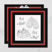 黒い赤のジェンダーが赤ちゃんのシャワーを明らかにする 招待状 (正面/裏面)