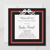 黒い赤のジェンダーが赤ちゃんのシャワーを明らかにする 招待状 (裏面)