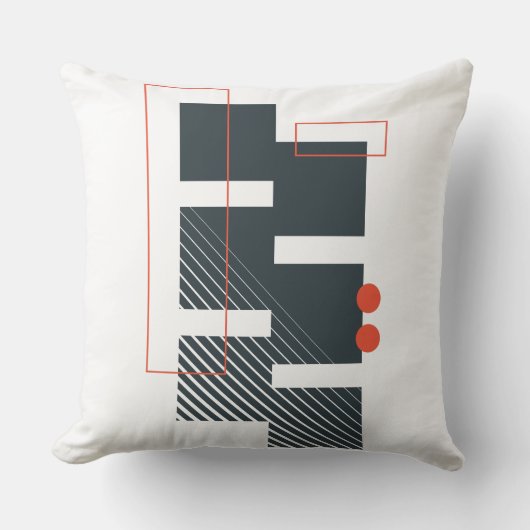 黒い赤のジオメトリック抽象芸術 クッション (正面)