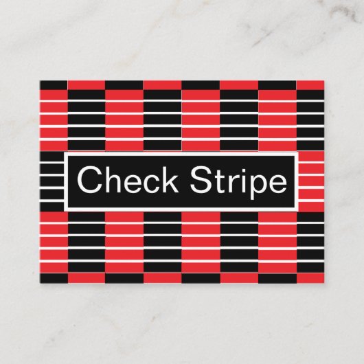 黒い赤のチェックとストライプパターン 名刺 (正面)