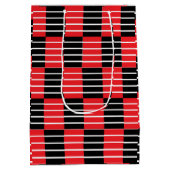 黒い赤のチェックとストライプ ミディアムペーパーバッグ (裏面)