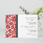 黒い赤のパターン婚約パーティ招待状 招待状 (スタンド正面)